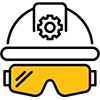 hardhat and protective eye wear icon