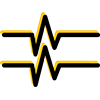 Black and yellow EKG lines icon